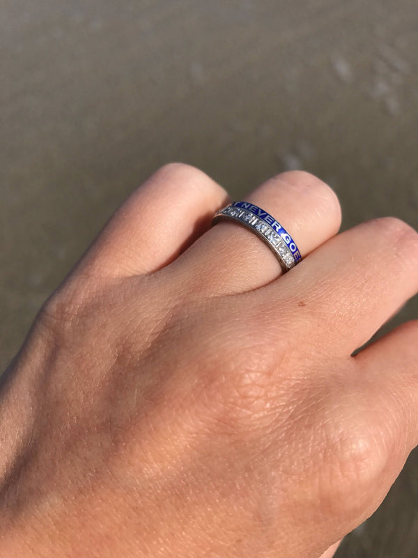 Modern mourning remembrance enamel ring | there is a light that never goes out ring | custom ring made in Philadelphia, PA