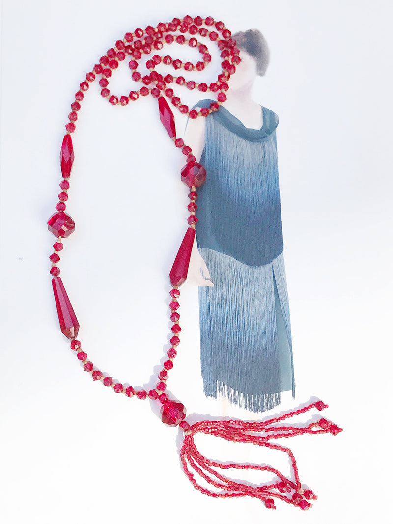 Joan Rivers Red Multi-Bead Czech Glass Torsade Necklace - Vintage Renude