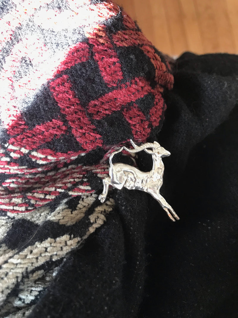 Vintage antelope pin | 1940's Art Deco African gazelle deer ungulate brooch |  strength grace animal pin | gift for new job graduation