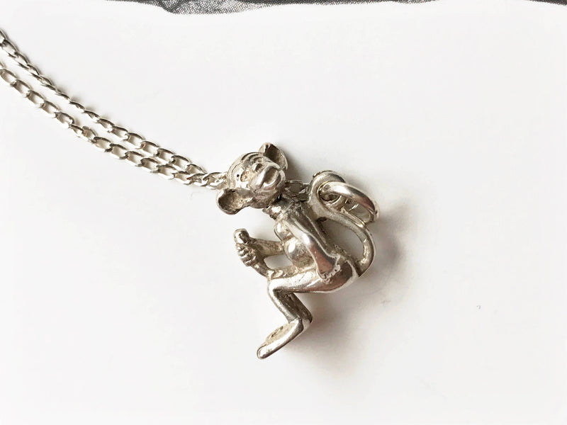 Vintage animal charm necklace | moveable bobble head cow, monkey, chicken, chicks vintage charms | gift for good luck | humorous gift