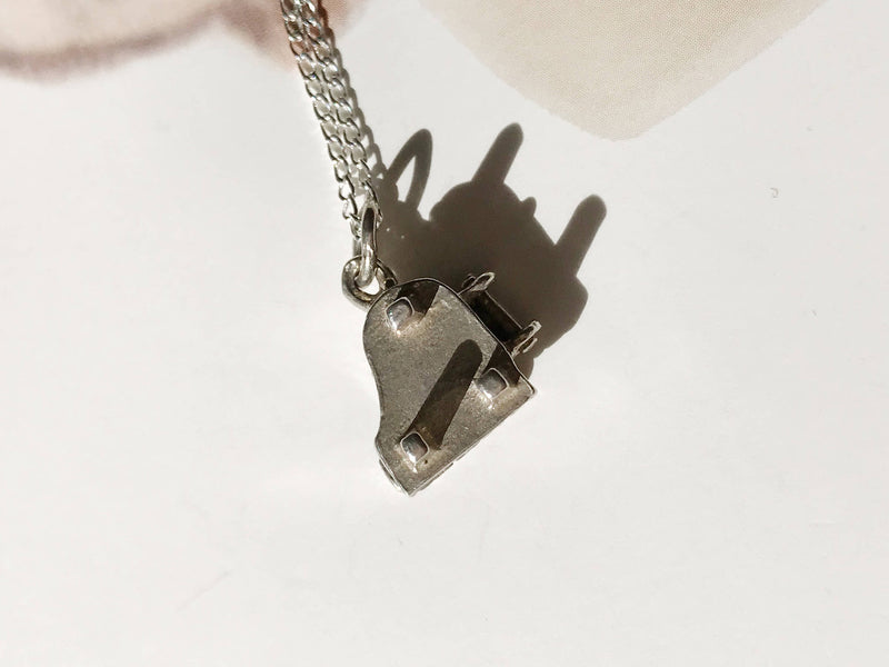 Vintage piano charm necklace | 1950's silver music grand piano charm | retro moveable charm | gift for music lover | gift for pianist