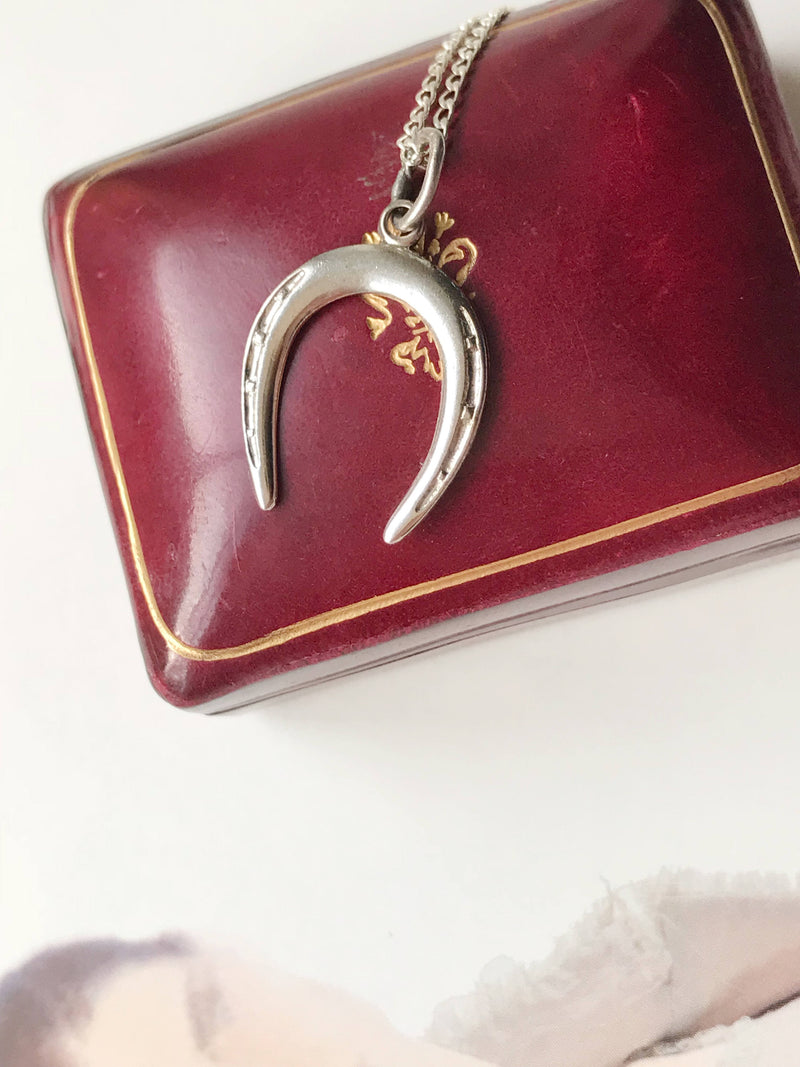Vintage horseshoe charm necklace | sterling silver vintage charm | gift for new job | gift for horse lover | good luck charm