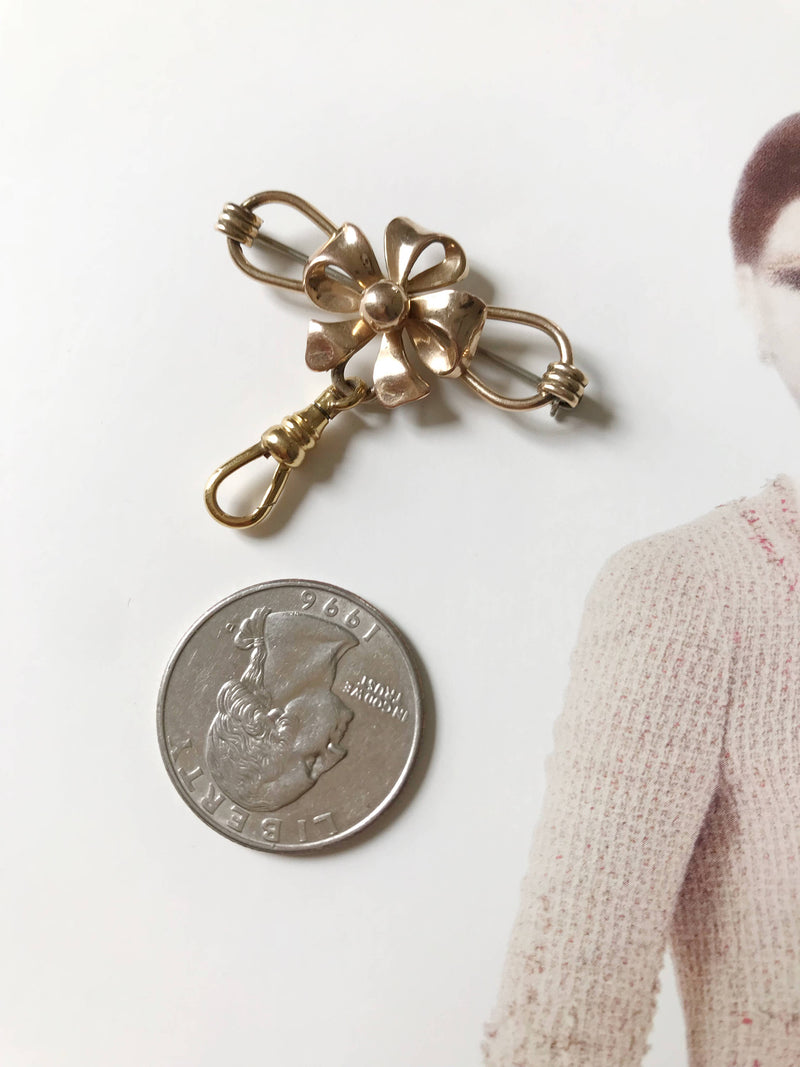 Vintage flower pin charm holder fob pendant | 1940's Art Deco Van Dell rosy gold filled floral brooch | flower bridal hair pin