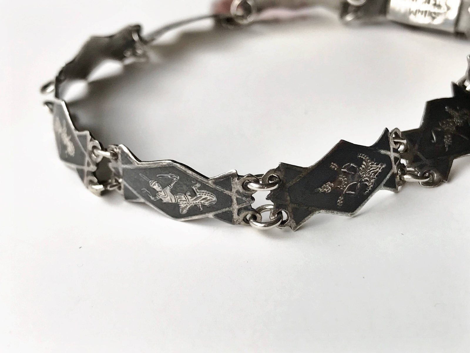Parure Asiatique Argent Massif - Broche Et Bracelet Danseuses SIAM STERLING (occasion)