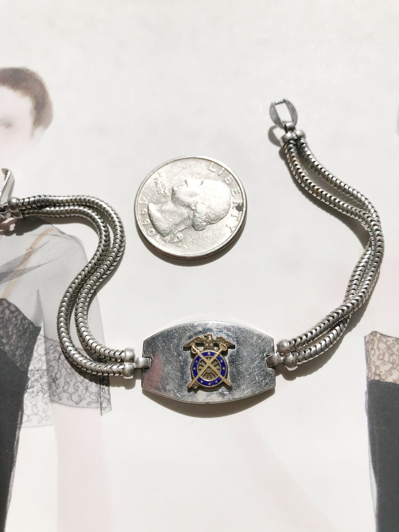 米軍実物 SWEETHEART JEWELRY USAAFチャーム USA製1940年代WW2ヴィンテージUSAAF Sweetheartマザーオブパール
