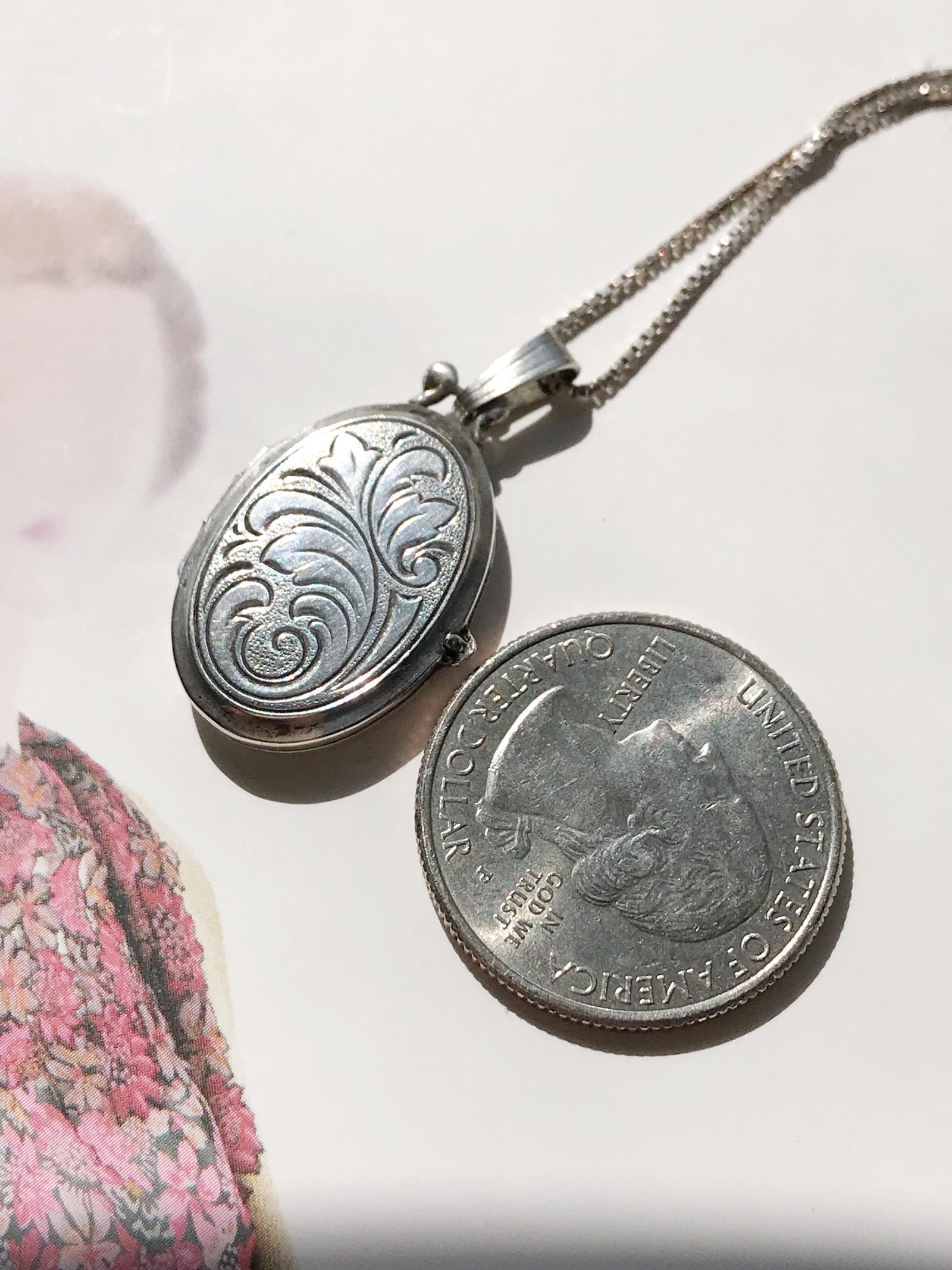 Mid Century Floral Engraved Silver Locket – Stacey Fay Designs