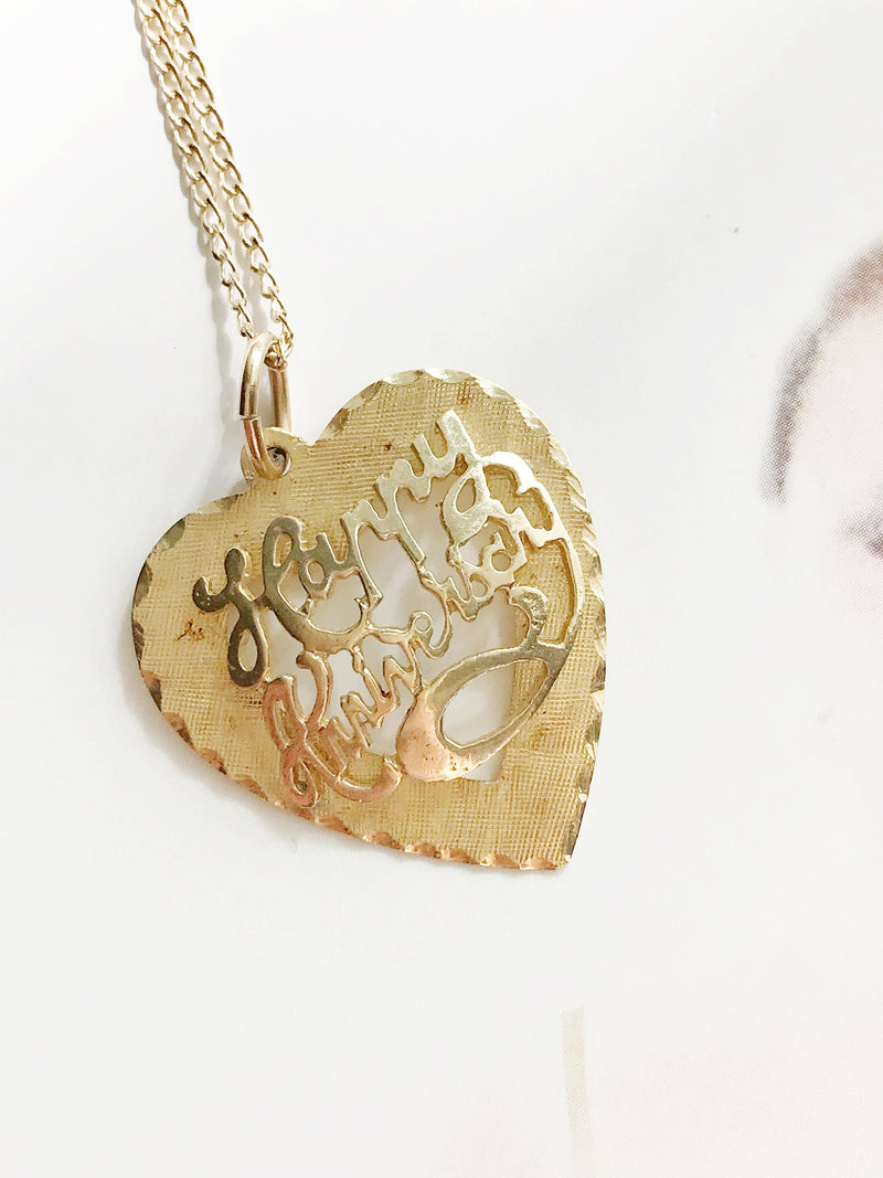 Retro Gold Heart Key Charm Necklace – Stacey Fay Designs