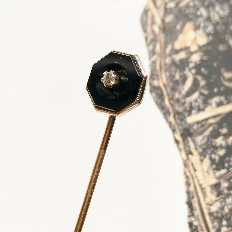 Deco Onyx and Diamond Stick Pin – Stacey Fay Designs