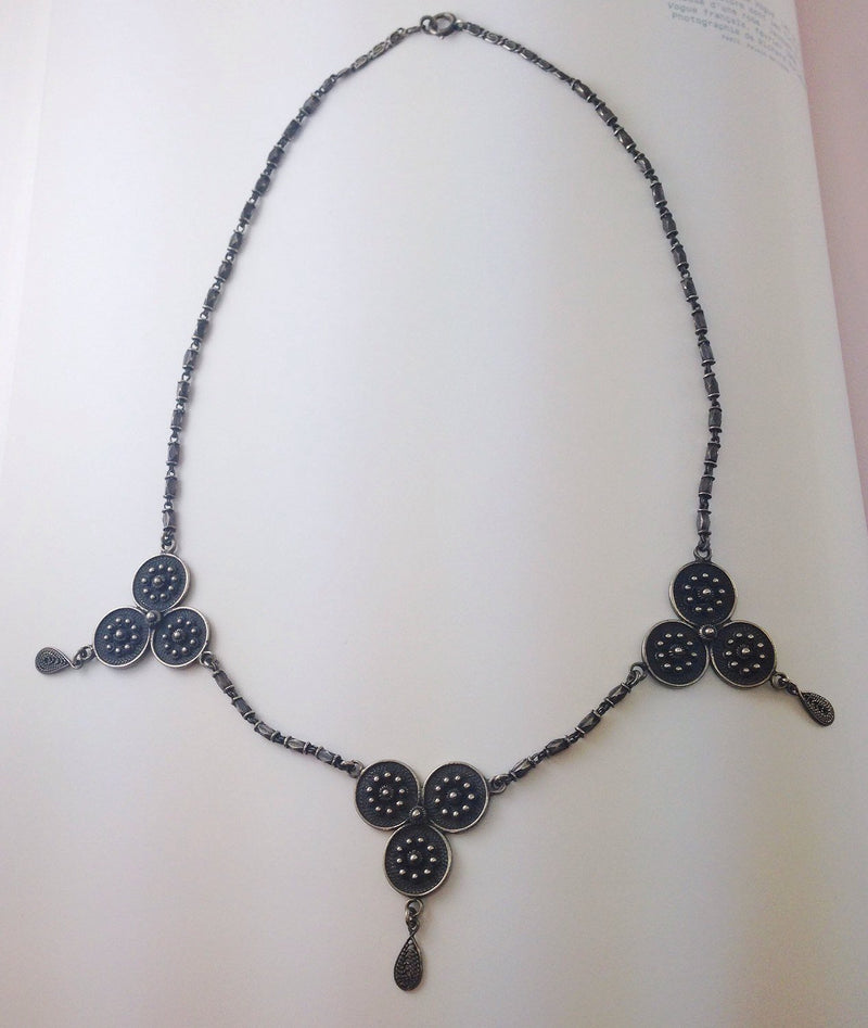 Vintage Celtic knot trinity bib necklace | 1940's Art Deco handmade cannetille filigree sterling silver choker | alternative bride necklace
