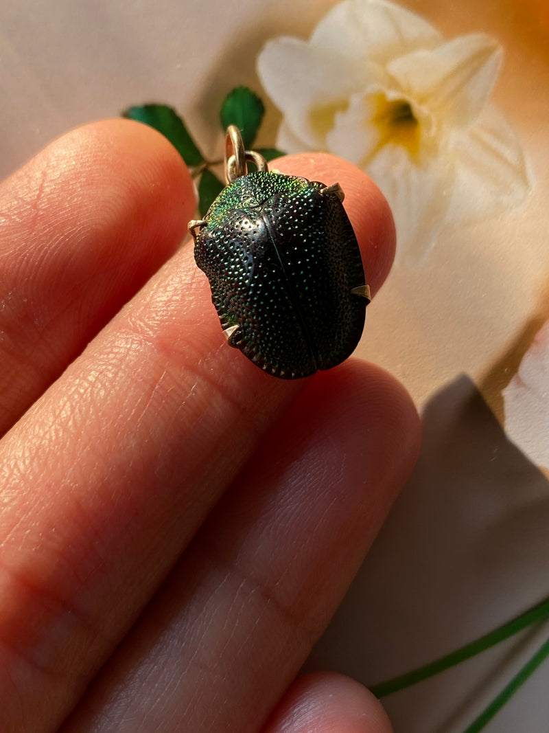 Antique Scarab Beetle Charm Necklace