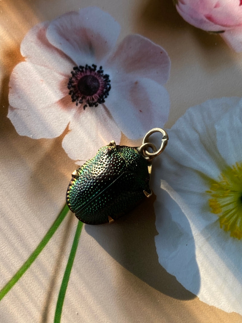 Antique Scarab Beetle Charm Necklace